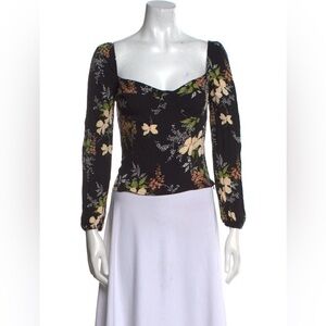 Reformation Black Floral Cropped Top size 0